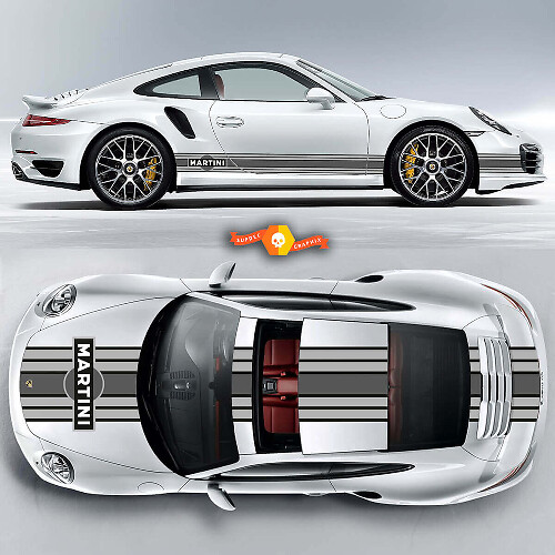 Trois couleurs Grayscale Porsche Martini Racing Stripes pour Carrera Cayman Cayman Boxster ou tout kit complet Porsche
