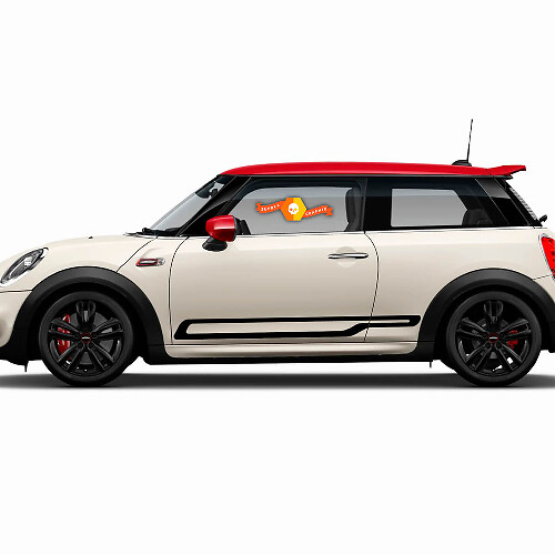 Paire de bandes autocollantes de style GP pour les portes latérales Mini F56, rouge Cooper S John Cooper Works
