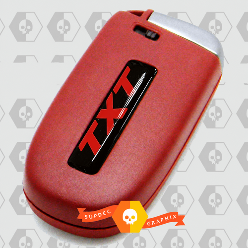 SRT Style Red TXT Domed Inlay Pair — Autocollant vinyle (télécommande de clé) pour Dodge Challenger