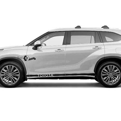 Paire Toyota 2020 Highlander portes lit côté mince panneau à bascule garniture décalcomanie graphique autocollant côté bande Kit
