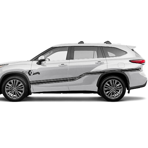 Paire Toyota 2020 Highlander portes lit côté corps lignes garniture autocollant graphique autocollant côté bande Kit
