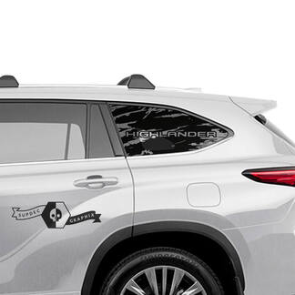 Paire Toyota 2020 Highlander lit côté verre autocollant teinté détruit autocollant graphique autocollant côté
