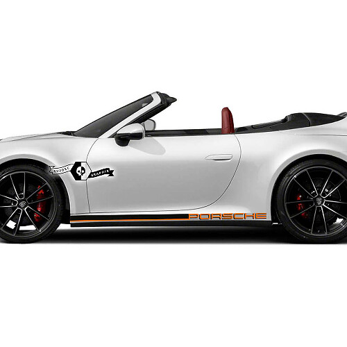 Kit d'autocollants en vinyle de lettres de marque pour bandes de bas de caisse Porsche 911