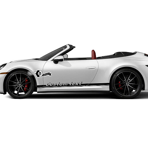 2 Porsche 911 Porsche Carrera Rocker Panel Side Custom Text Stripes Doors Kit Sticker Sticker
