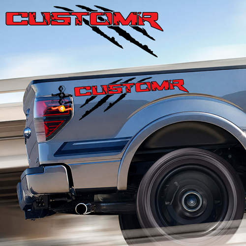 CUSTOMR Autocollant en vinyle paire de griffes contours rouges pour Ford F-150