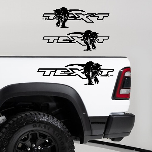 Autocollant Vinyle Personnalisé T-Rex & Texte pour Côté de Caisse pour Dodge Ram 1500 TRX