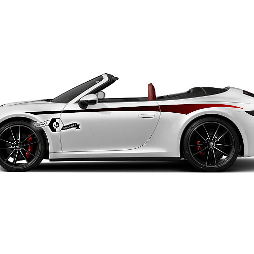2 Nouvelle Porsche 911 Porsche Carrera Gradient Stripes Doors Up Kit Sticker Autocollant
