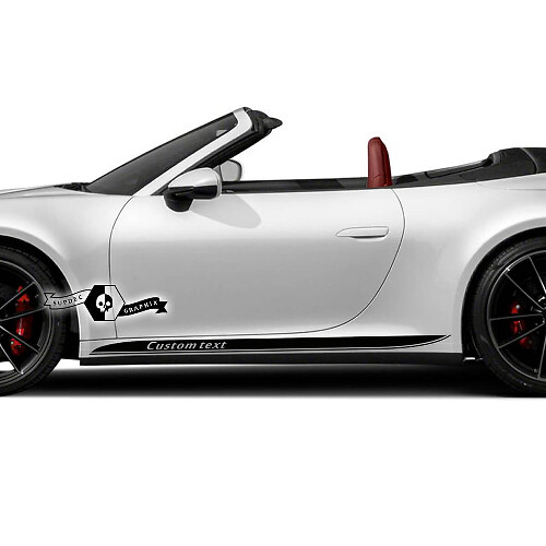 2 Nouvelle Porsche 911 Porsche Carrera Rocker Panel Side Line Slim Stripes Doors Up Kit Sticker Sticker Texte personnalisé
