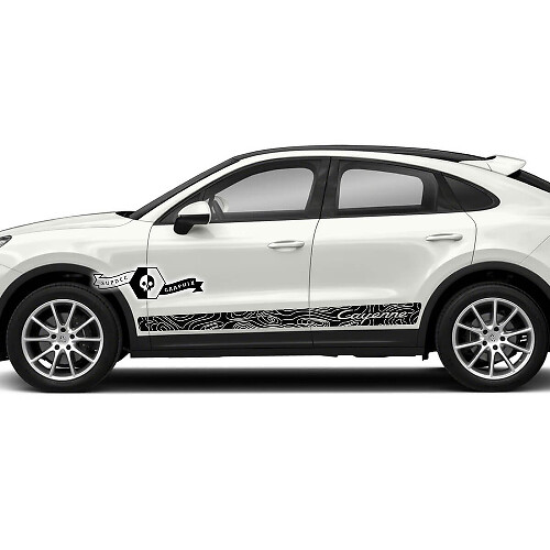 Porsche Cayenne S GTS Turbo Turbo Side Stripes Portes Rocker Panel Stickers Contour Map Stickers 2003 -- 2023 présent
