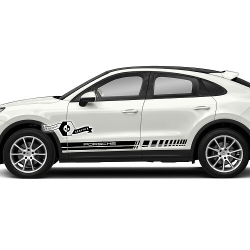 Bandes latérales Turbo Turbo Porsche Cayenne S GTS Autocollants de bas de caisse Ligne 2003 -- 2023 actuel
