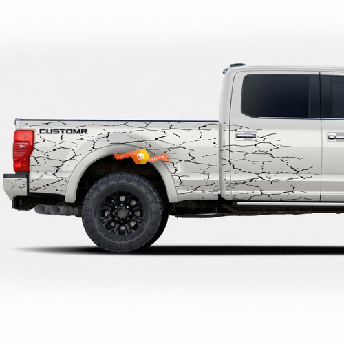 KIT d'autocollants en vinyle fissurés CUSTOMR pour portière et coffre Ford F-250 F-350