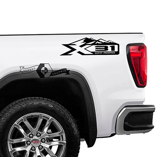 Autocollants latéraux en vinyle style montagne tout-terrain X31 pour GMC Sierra 1500