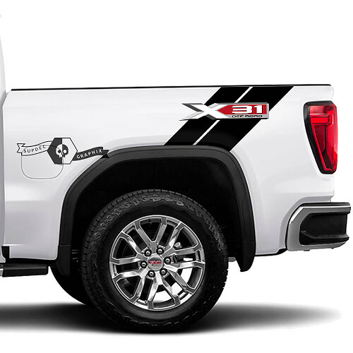 Autocollants Vinyle Latéraux X31 Off Road Hash pour GMC Sierra 1500 2023
