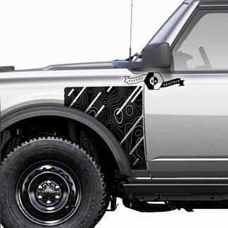Paire Ford Bronco carte topographique Everglades Style panneau latéral vinyle autocollant autocollant Kit graphique
