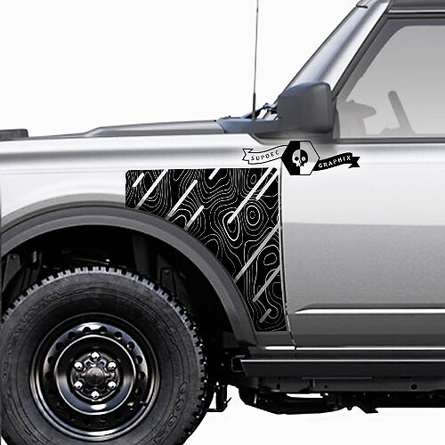 Paire Ford Bronco carte topographique Everglades Style panneau latéral vinyle autocollant autocollant Kit graphique

