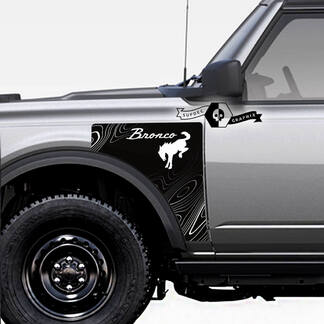 Paire Ford Bronco Logo carte topographique Everglades Style panneau latéral vinyle autocollant autocollant Kit graphique
