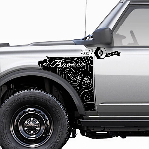 Kit de décalcomanies latérales en vinyle style topographique pour muscle car cheval
