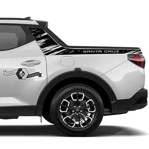 Paire Hyundai Santa Cruz Modern Rally Side Bed Logo Destroyed Cracks Vinyl Stickers Decal Graphic
