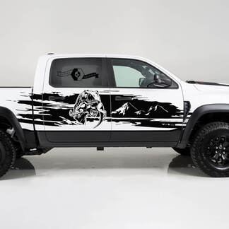 2x Dodge Ram TRX rebelle 2022 2023 1500 côté Splash détruit TRX manger Raptor montagnes camion vinyle autocollant graphique
