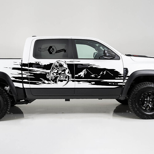 Autocollant en vinyle côté vieillie TRX Eating Mountains pour Dodge Ram 1500