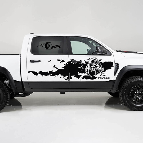 Kit de décalcomanies latérales en vinyle style éclaboussures de boue TRX pour Dodge Ram1500 2021+