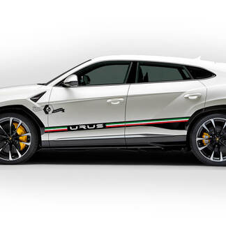 Paire Lamborghini Urus 2021 2022 2023 portes latérales Logo Stripe drapeau italien vinyle autocollant autocollant graphique

