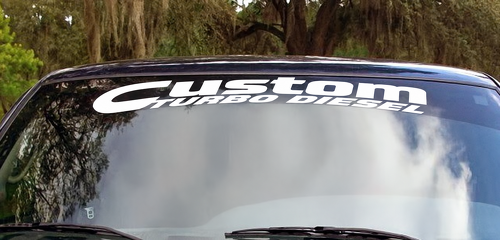 Cummins Custom Turbo Diesel Banner — Autocollant en vinyle (pare-brise) pour Dodge Ram 1500