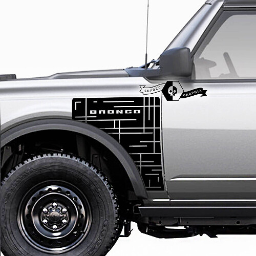 Paire d'autocollants graphiques en vinyle style Everglades pour panneau latéral Ford Bronco