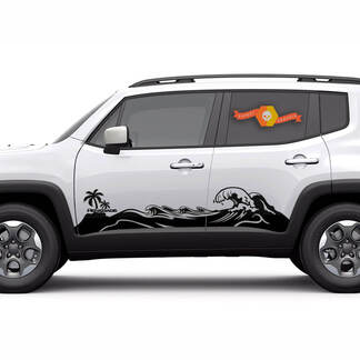 Autocollants Jeep Renegade pour panneau à bascule Beach Waves Vinyl Sticker
