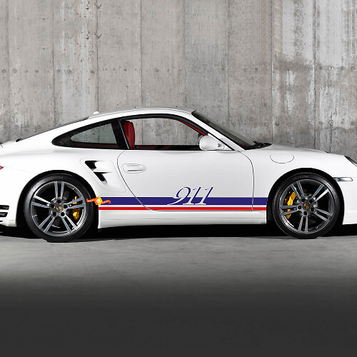 Paire Porsche 911 Side Decal Rocker Panners Stripes Portes Kit Sticker Sticker 2 Couleurs
