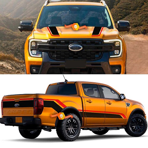 Kit d'autocollants vinyles à doubles bandes pour capot et côtés pour Musclecar F-250 Super Duty Tremor
