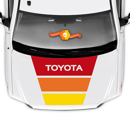 Autocollant en vinyle à bandes capot rétro tricolore pour Toyota Tundra 2014-2027