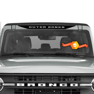 Bronco Outer Banks Logo vinyle autocollant au-dessus de la bannière de pare-brise
