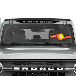 Bronco Black Diamond Logo vinyle autocollant au-dessus de la bannière de pare-brise 1
