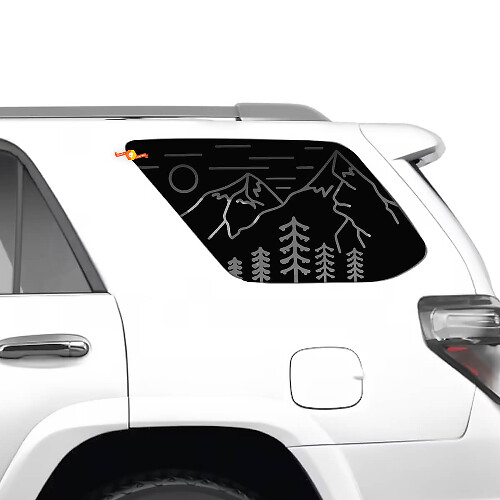 Autocollant en vinyle pour fenêtre latérale Paysage montagneux forestier pour Toyota 4Runner
