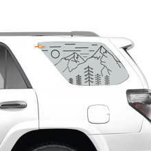 Autocollant en vinyle pour fenêtre latérale Paysage montagneux forestier pour Toyota 4Runner_2