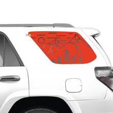 Autocollant en vinyle pour fenêtre latérale Paysage montagneux forestier pour Toyota 4Runner_3