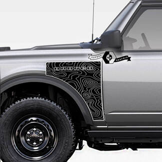 Paire Ford Bronco carte topographique Everglades Style panneau latéral vinyle autocollant autocollant graphique Kit 1
