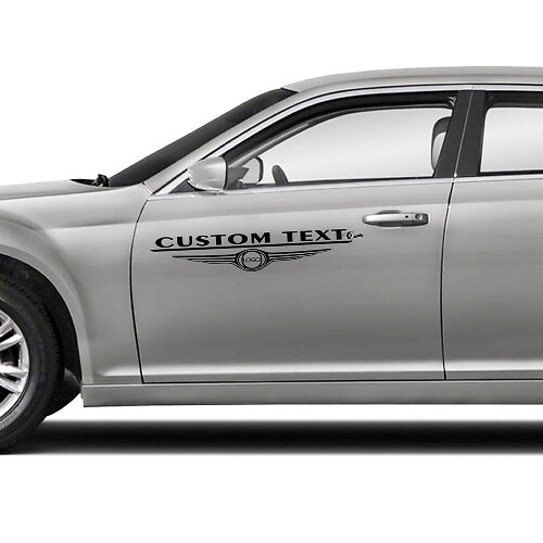 CUSTOM TEXT Winged Circle Door Lettering Pair Porte Autocollant vinyle pour Chrysler 300