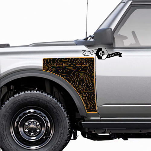 Everglades CUSTOM Gold Topographic Map — Autocollant en vinyle (aile) pour Ford Bronco