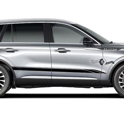 2 x Bandes de porte Lignes latérales Autocollants en vinyle Stickers pour Lincoln Aviator 2023