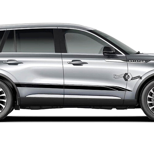 Kit d'autocollants vinyl à bandes latérales style course pour Lincoln Aviator 2023