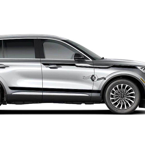 2 x Bandes de portes bas de caisse latéral fines en vinyle solide autocollants graphiques pour Lincoln Aviator 2023