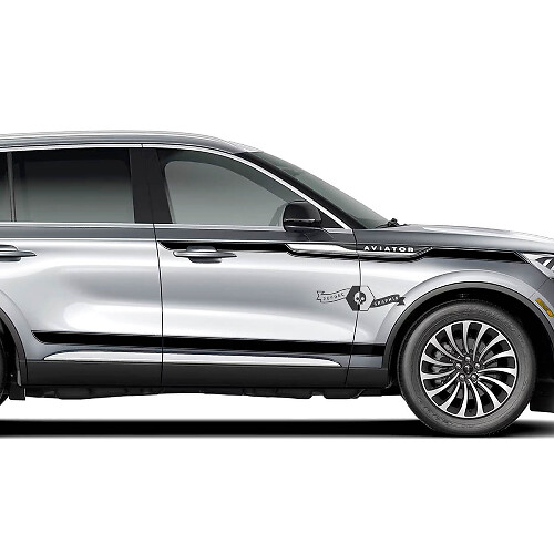 2 x Lincoln 2023 Aviator Doors Stripes Rocker Panel Side Slim Solid Vinyl Stickers Graphics Sticker
