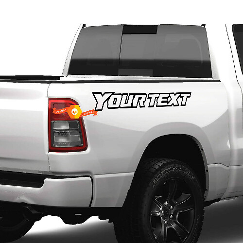 Autocollant vinyle personnalisé avec contour de texte pour table de chevet Dodge Ram 1500