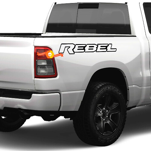 Ensemble d'autocollants vinyle avec logo latéral contour Rebel pour Dodge Ram Rebel