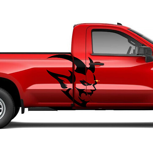 Ensemble d'autocollants latéraux en vinyle Tête de Démon pour Chevy Silverado