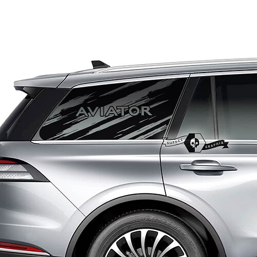 2 x Lincoln 2023 Aviator Window Logo Aviator Destroyed Vinyl Stickers Graphics Sticker
