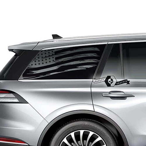 Jeu de décalcomanies vinyles pour lunette arrière avec drapeau américain usé pour Lincoln Aviator 2023