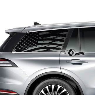 Paire Lincoln 2023 Aviator Window US Flag Destroyed Vinyl Stickers Graphics Sticker
